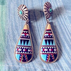 Silver And Turquoise Drop Earrings